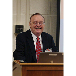 Barry Karger speaks at the NU Today Cancer Research Panel