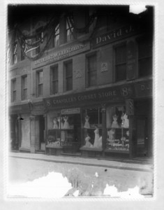 Sidewalk in front of Chandler's Corset Store, Winter Street, Boston, Mass.