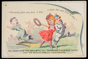 Trade card for The Diamond Package Dyes, Wells, Richardson & Co., Burlington, Vermont, undated
