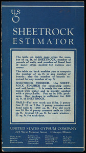 Sheetrock estimator, United States Gypsum Company, 205 West Monroe Street, Chicago, Illinois