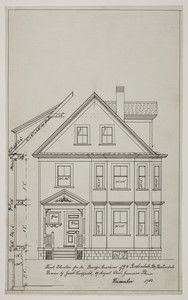 Front elevation for a two-and-a-half story dwelling for Mr. George Maschino in Roslindale, Mass., 1910