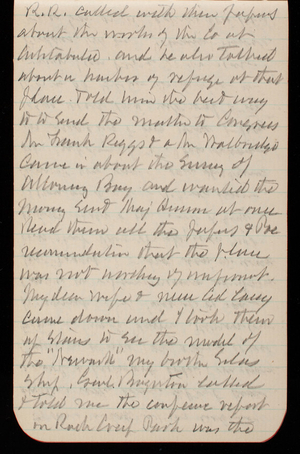 Thomas Lincoln Casey Notebook, October 1890-December 1890, 28, R. R. called with their papers