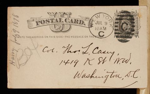 Harry Weir Casey To Thomas Lincoln Casey, July 9, 1878 - Digital ...