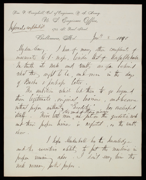 [William P. Craighill] to Thomas Lincoln Casey, January 8, 1890