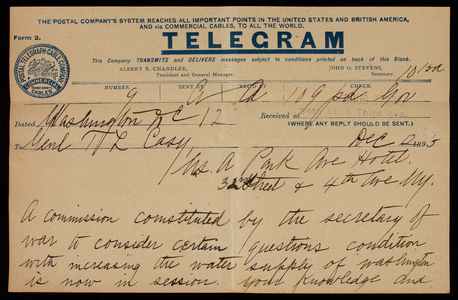 [William] L. Marshall to Thomas Lincoln Casey, December 12, 1895