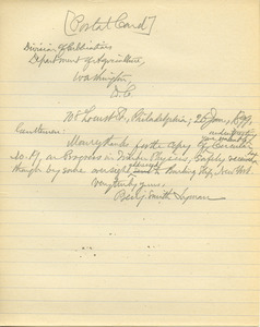 Letter from Benjamin Smith Lyman to Division of Publications, Department of Agriculture
