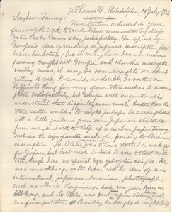 Letter from Benjamin Smith Lyman to Fanny Brewer
