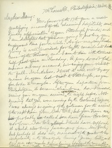 Letter from benjamin Smith Lyman to Mary Lyman
