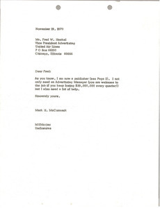 Letter from Mark H. McCormack to Fred W. Heckel