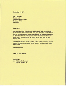 Letter from Mark H. McCormack to Carl Hall