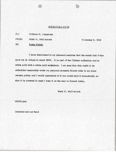 Memorandum from Mark H. McCormack to William H. Carpenter