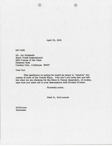 Letter from Mark H. McCormack to Jay Michaels