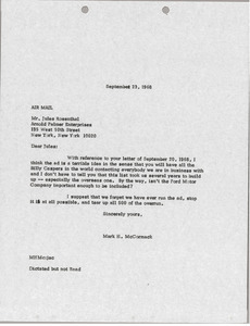 Letter from Mark H. McCormack to Jules Rosenthal