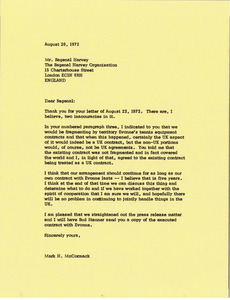 Letter from Mark H. McCormack to Bagenal Harvey