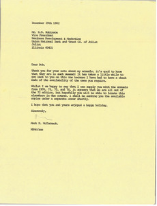 Letter from Mark H. McCormack to R. D. Robinson - Digital Commonwealth