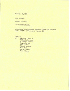 Memorandum from Judy A. Chilcote to golf committee