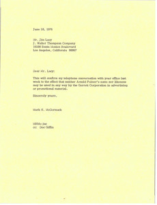 Letter from Mark H. McCormack to Jim Lacy