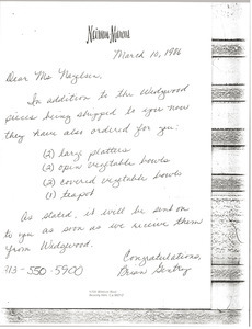 Letter from Brian Gentry to Betsy Nagelsen
