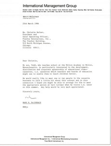 Letter from Mark H. McCormack to Christie Hefner