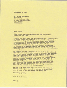 Letter from Mark H. McCormack to Bruce Rappaport