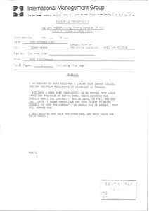 Fax from Mark H. McCormack to Sandy Tatum