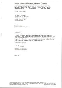 Letter from Mark H. McCormack to Paul Stuber