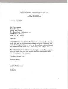 Letter from Mark H. McCormack to Patricia Kyle