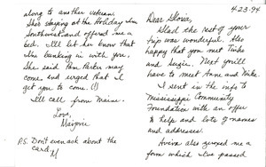 Letter from Marjorie Merrill to Gloria Xifaras Clark