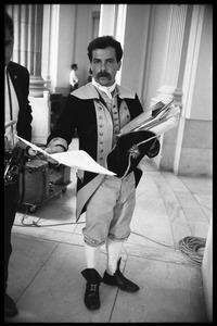Jerry Rubin dressed in Revolutionary War uniform at the House Un-American Activities Committee inquiry into New Left activism