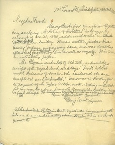 Letter from Benjamin Smith Lyman to Frank Lyman