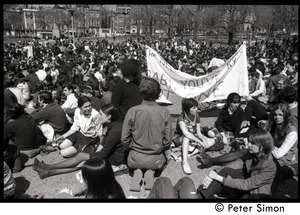 Resistance on the Boston Common: shot of crowd of antiwar demonstrators