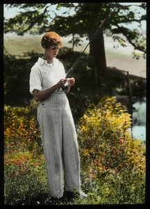 Rebecca Field (woman with fishing rod)
