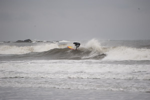 Surfer riding a wave