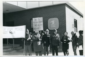 Anti-draft registration protest outside the post office building, Northampton