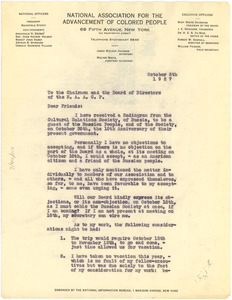 Letter from William Pickens to NAACP Board of Directors