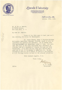 Letter from N. B. Young to W. E. B. Du Bois