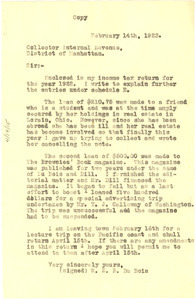 Letter from W. E. B. Du Bois to Internal Revenue Service