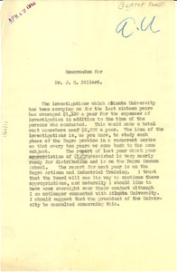 Memorandum for Dr. J. H. Dillard