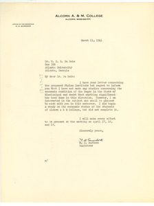 Letter from Alcorn Agricultural and Mechanical College to W. E. B. Du Bois