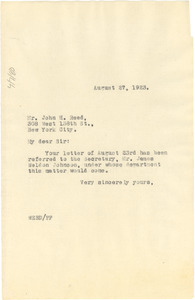 Letter from W. E. B. Du Bois to John H. Reed