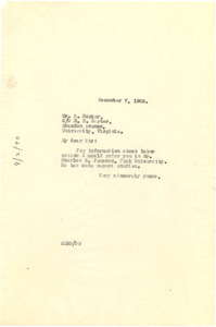 Letter from W. E. B. Du Bois to S. Hunter