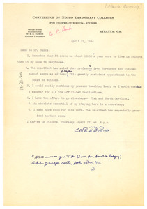 Memo from W. E. B. Du Bois to W. R. Banks