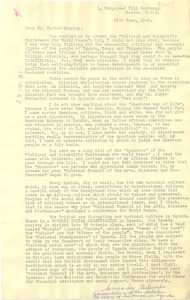 Letter from Bataka to National Council of Arts, Sciences and Professions