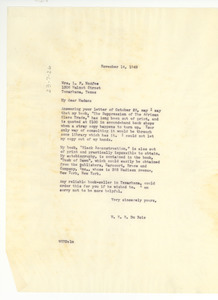 Letter from W. E. B. Du Bois to Mrs. L. F. McAfee