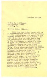 Letter from W. E. B. Du Bois to Bishop J. S. Flipper