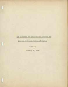 The Institute for Crippled and Disabled Men Minutes of the Annual Meeting of Members