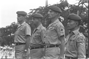 Vietnamese and U.S. paratroopers awarded medals on Vietnamese airborne day.