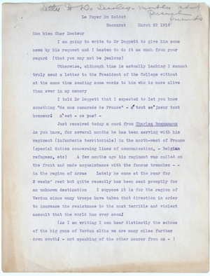 Transcript of letter from Leon Mann to Laurence L. Doggett (March 22, 1916)