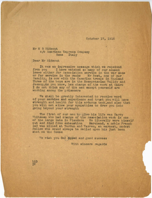 Letter from Laurence L. Doggett to Melvin B. Rideout (October 17, 1916)