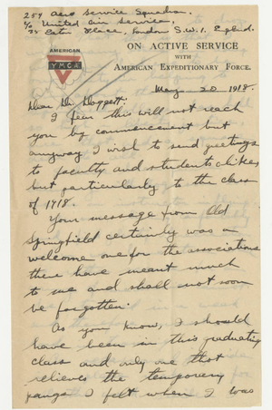 Letter from John E. Scott to Laurence L. Doggett (May 20, 1918)